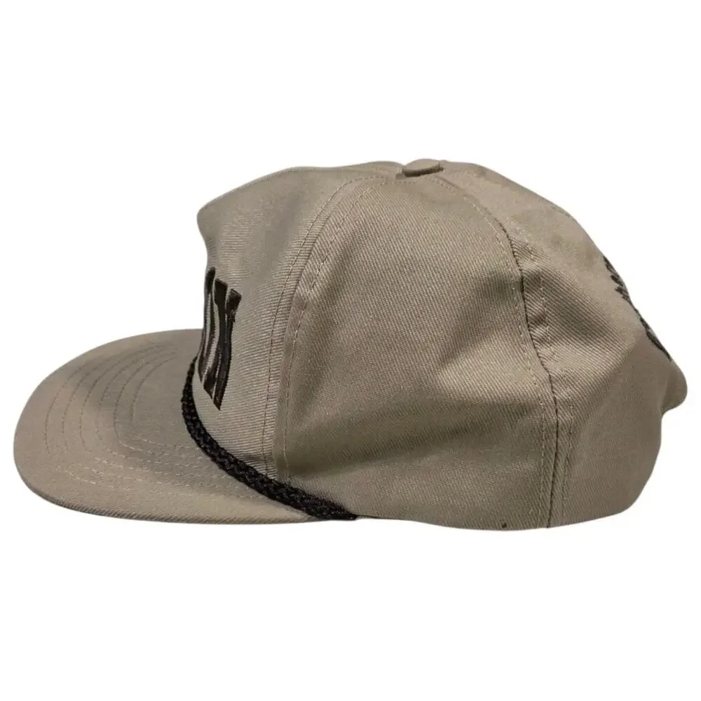 Vintage COTTON Snapback Hat Tan Brown USA Rope Embroidered Streetwear Unisex